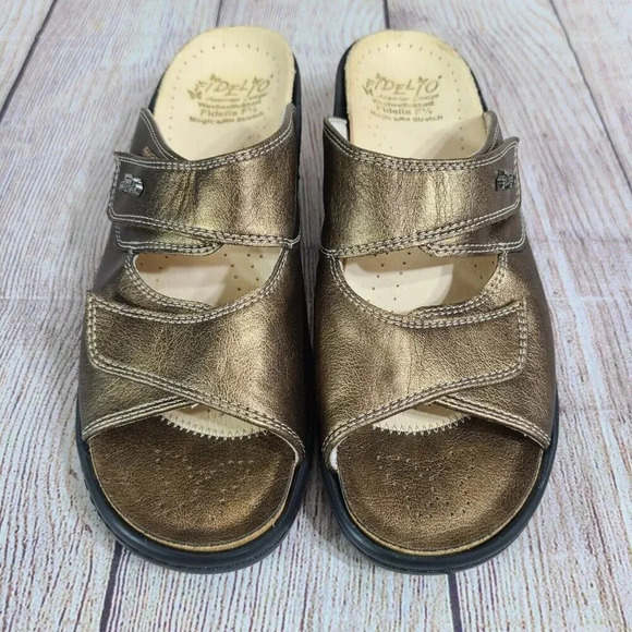 Fidelio Shoes - Fidelio Fidelia Heeled Leather Sandals Shoes Women's 38 7.5  Bronze Double Strap